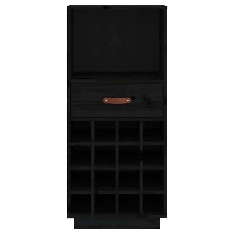 vidaXL fekete tömör fenyőfa borszekrény 45x34x100 cm