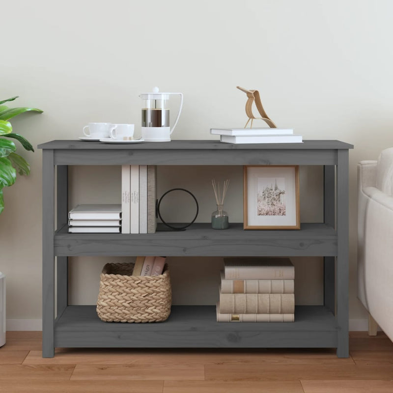 vidaXL szürke tömör fenyőfa tálalóasztal 110x40x74 cm