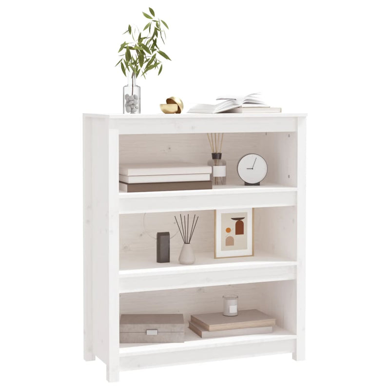 vidaXL fehér tömör fenyőfa könyvszekrény 80x35x97 cm