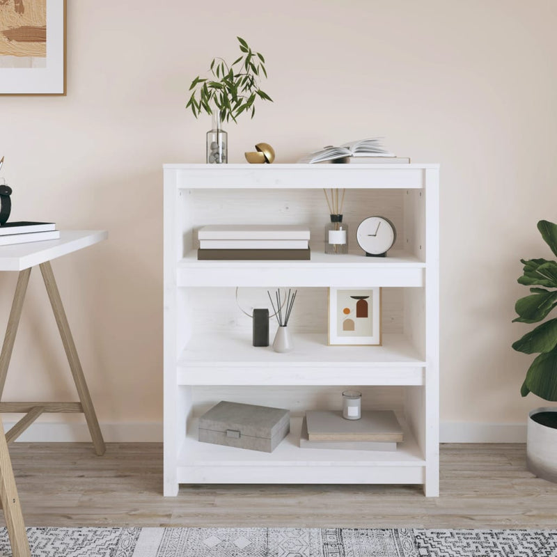 vidaXL fehér tömör fenyőfa könyvszekrény 80x35x97 cm