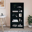 vidaXL fekete tömör fenyőfa könyvszekrény 80x35x154 cm