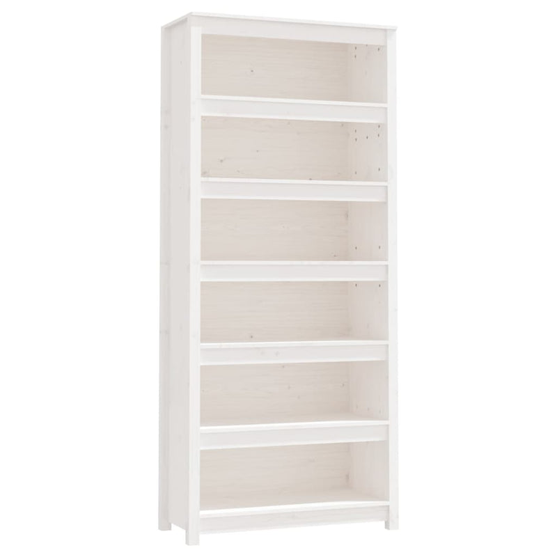 vidaXL fehér tömör fenyőfa könyvszekrény 80x35x183 cm