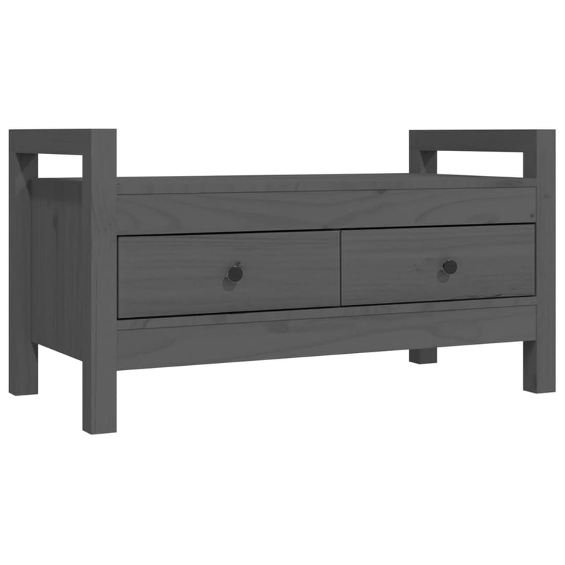 vidaXL szürke tömör fenyőfa előszoba pad 80 x 40 x 43 cm