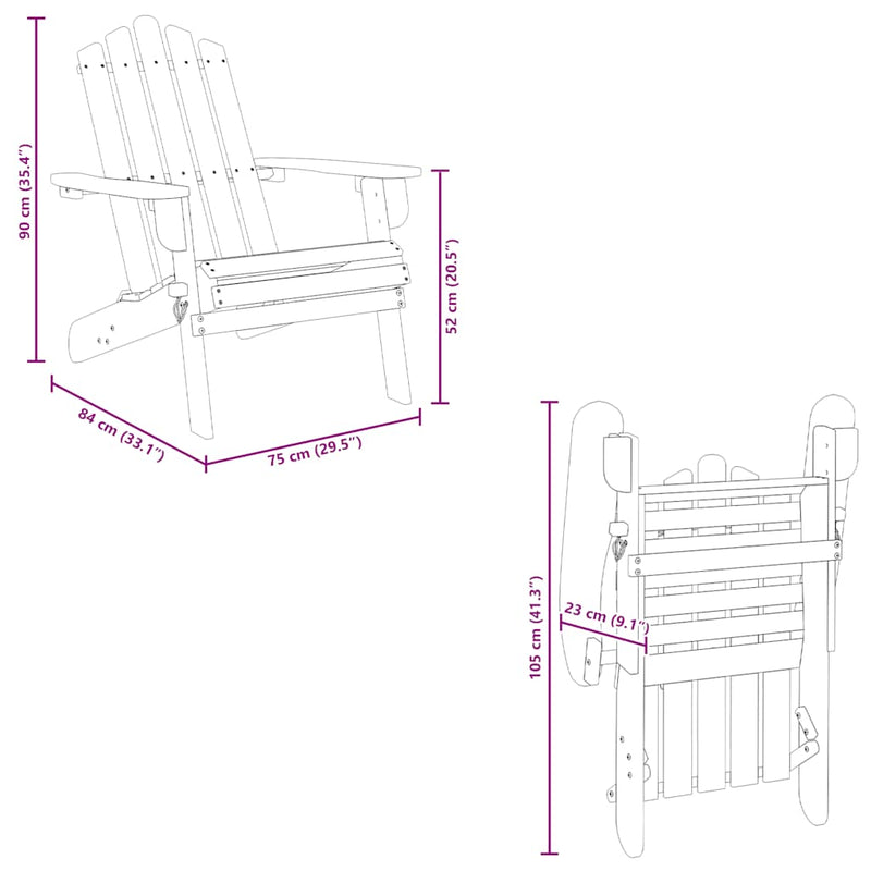 vidaXL 2 db tömör akácfa kerti adirondack szék