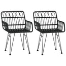 vidaXL 2 db fekete PE rattan karfás kerti szék 56 x 64 x 80 cm