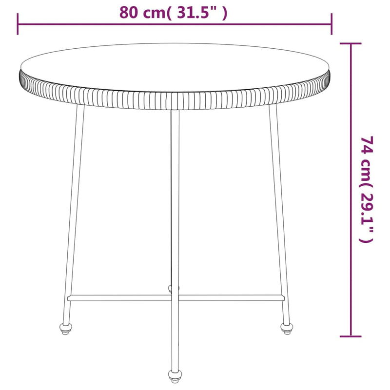 vidaXL edzett üveg és acél étkezőasztal Ø80 cm 