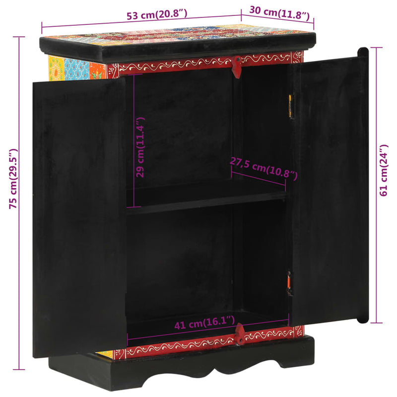 vidaXL tömör mangófa kézzel festett kisszekrény ajtókkal 53x30x75 cm