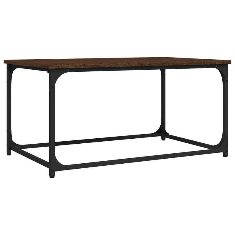 vidaXL barna tölgyszínű szerelt fa és vas dohányzóasztal 80x50x40 cm
