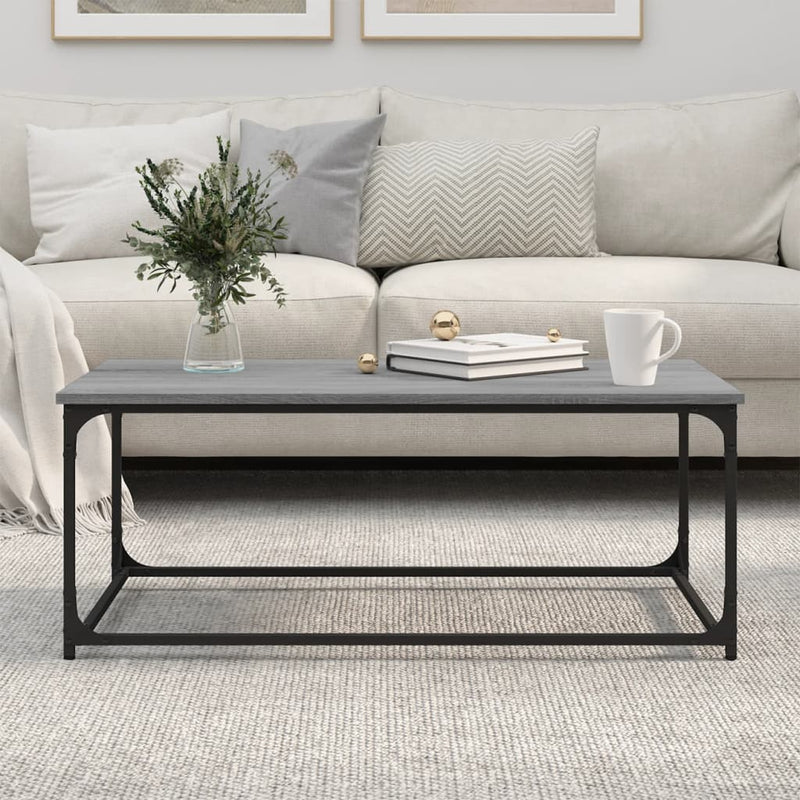 vidaXL szürke sonoma szerelt fa és vas dohányzóasztal 102 x 50 x 40 cm