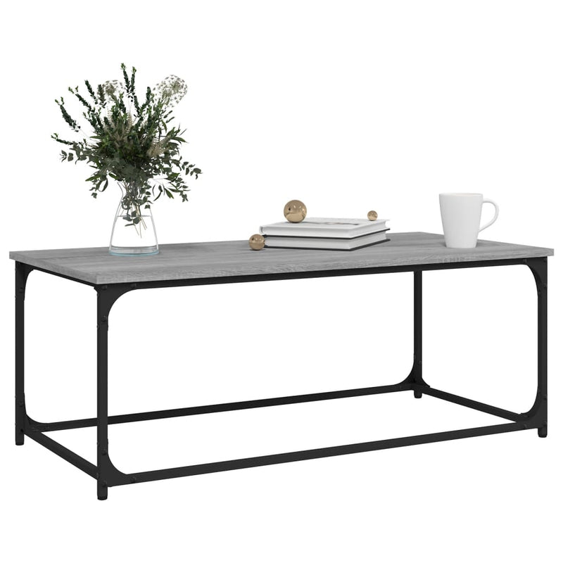 vidaXL szürke sonoma szerelt fa és vas dohányzóasztal 102 x 50 x 40 cm