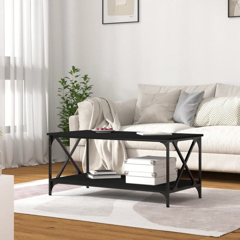 vidaXL fekete szerelt fa dohányzóasztal 100 x 50 x 45 cm
