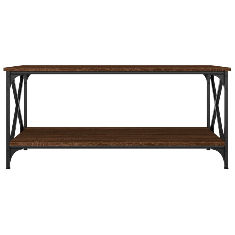 vidaXL barna tölgyszínű szerelt fa és vas dohányzóasztal 100x50x45 cm