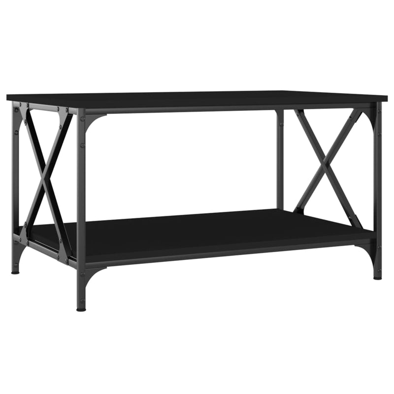 vidaXL fekete szerelt fa és vas dohányzóasztal 80 x 50 x 45 cm