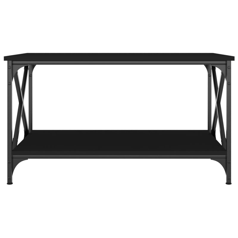 vidaXL fekete szerelt fa és vas dohányzóasztal 80 x 50 x 45 cm