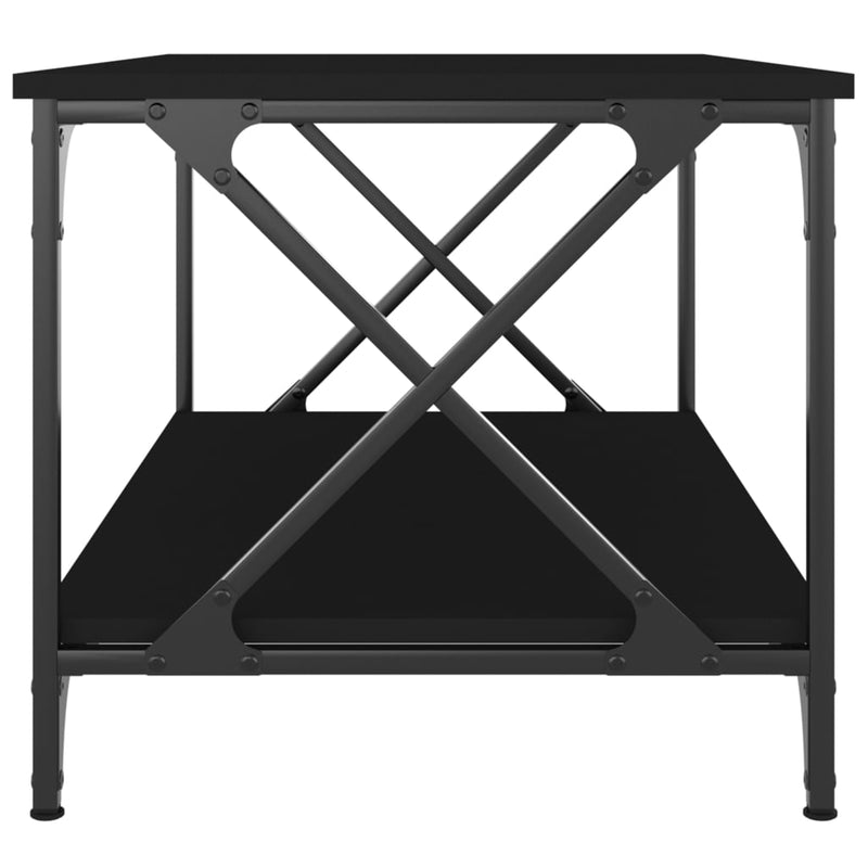 vidaXL fekete szerelt fa és vas dohányzóasztal 80 x 50 x 45 cm