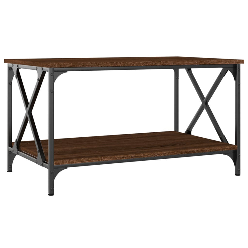 vidaXL barna tölgyszínű szerelt fa és vas dohányzóasztal 80x50x45 cm