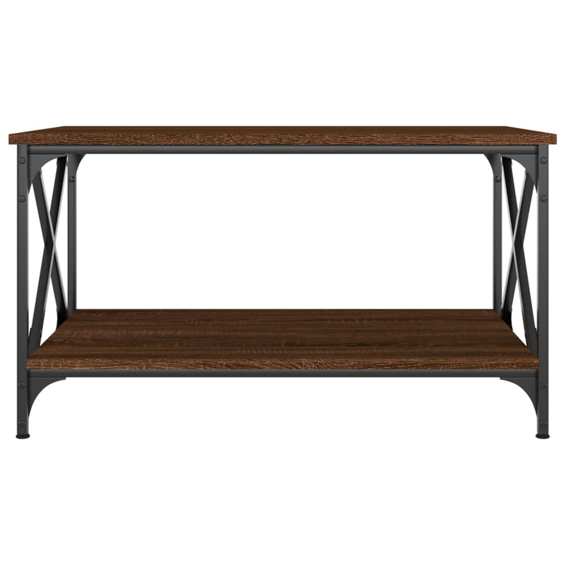 vidaXL barna tölgyszínű szerelt fa és vas dohányzóasztal 80x50x45 cm
