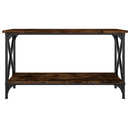 vidaXL füstös tölgy színű szerelt fa és vas dohányzóasztal 80x45x45 cm