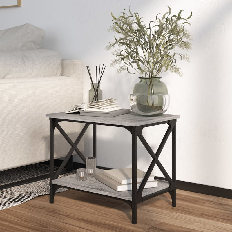 vidaXL szürke sonoma színű szerelt fa kisasztal 55x38x45 cm