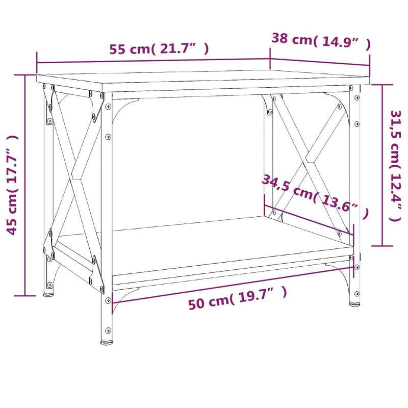 vidaXL szürke sonoma színű szerelt fa kisasztal 55x38x45 cm