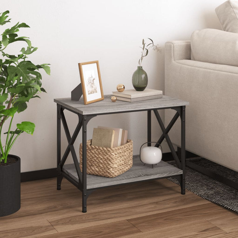 vidaXL szürke sonoma színű szerelt fa kisasztal 55x38x45 cm