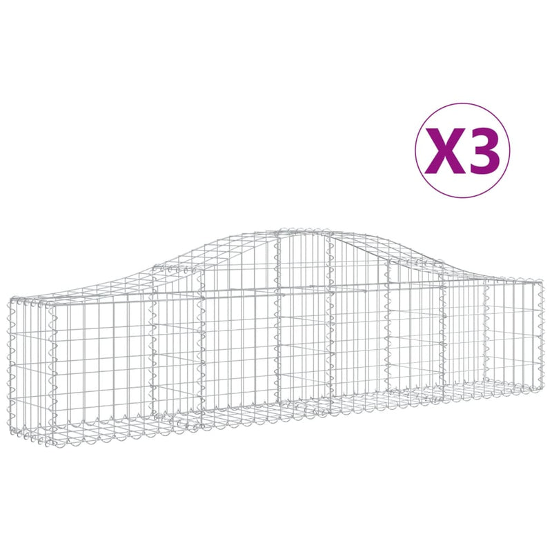 vidaXL 3 db íves horganyzott vas gabion kosár 200x30x40/60 cm