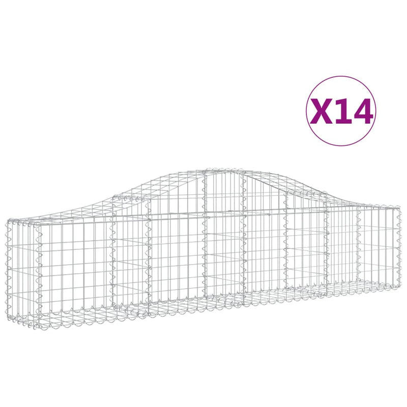 vidaXL 14 db íves horganyzott vas gabion kosár 200x30x40/60 cm