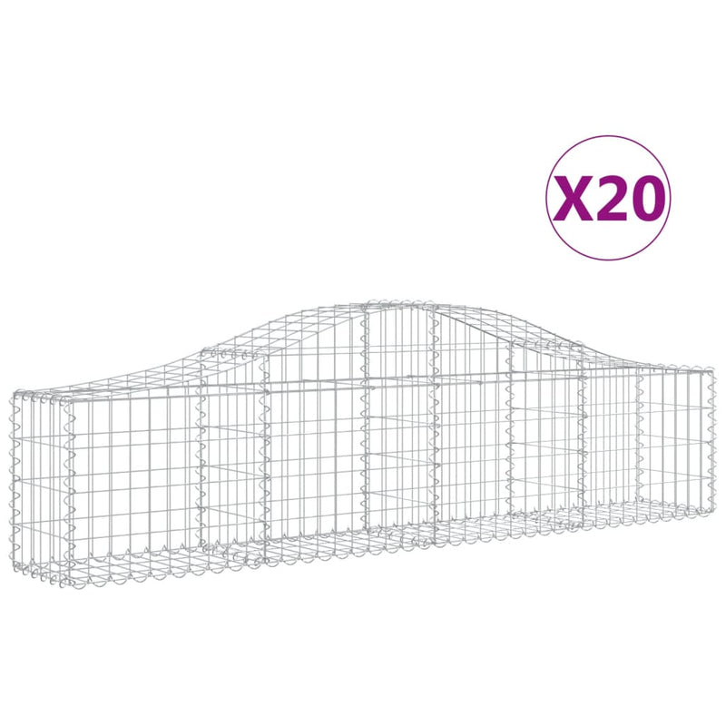 vidaXL 20 db íves horganyzott vas gabion kosár 200x30x40/60 cm