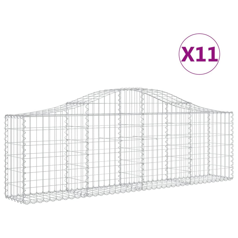 vidaXL 11 db íves horganyzott vas gabion kosár 200x30x60/80 cm