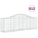 vidaXL 12 db íves horganyzott vas gabion kosár 200x30x60/80 cm