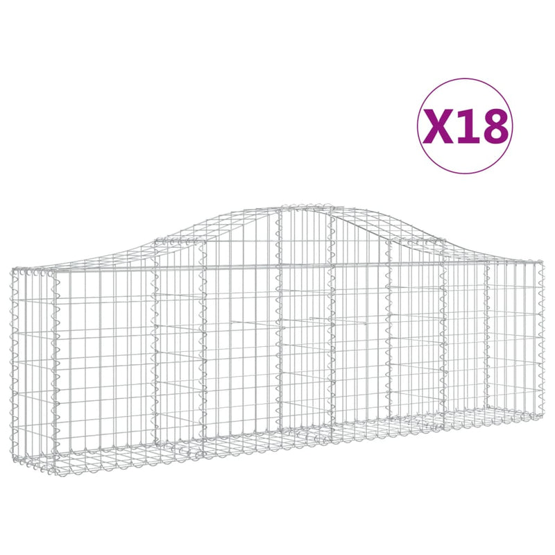 vidaXL 18 db íves horganyzott vas gabion kosár 200x30x60/80 cm