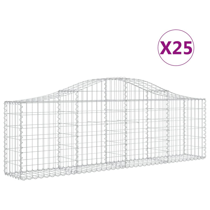 vidaXL 25 db íves horganyzott vas gabion kosár 200x30x60/80 cm