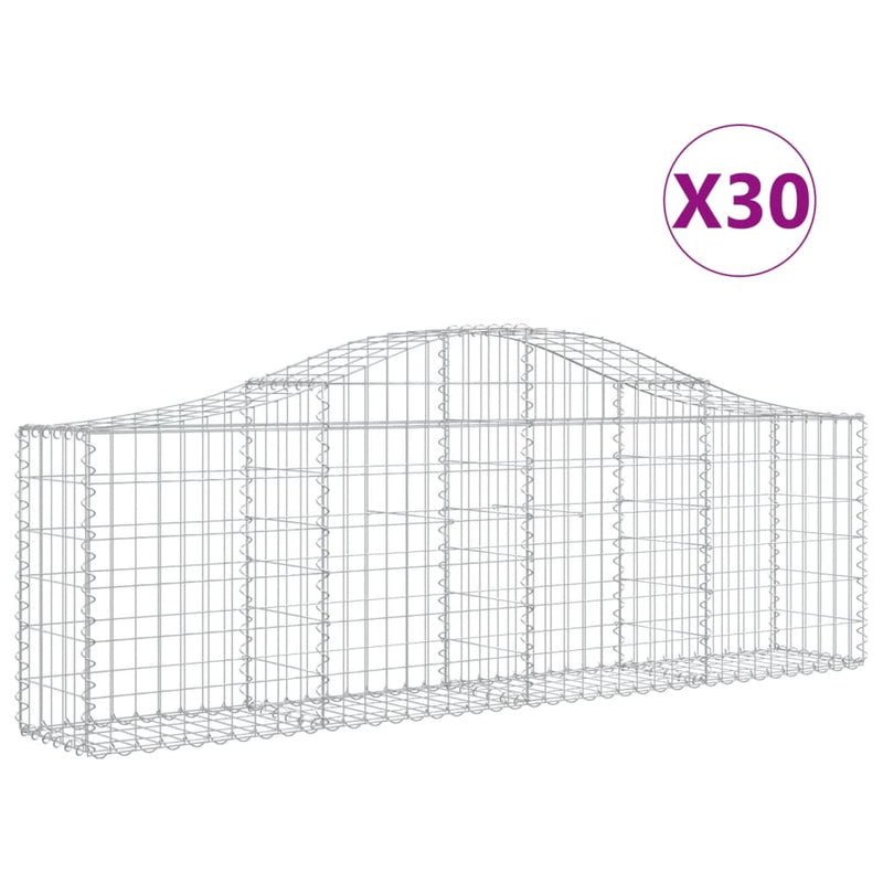 vidaXL 30 db íves horganyzott vas gabion kosár 200x30x60/80 cm