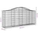 vidaXL 8 db íves horganyzott vas gabion kosár 200x30x80/100 cm