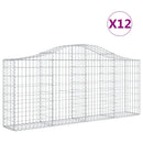 vidaXL 12 db íves horganyzott vas gabion kosár 200x30x80/100 cm