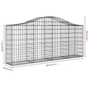 vidaXL 12 db íves horganyzott vas gabion kosár 200x30x80/100 cm