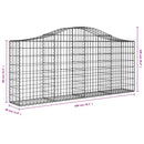 vidaXL 15 db íves horganyzott vas gabion kosár 200x30x80/100 cm