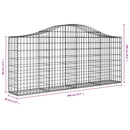 vidaXL 40 db íves horganyzott vas gabion kosár 200x30x80/100 cm