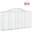 vidaXL 15 db íves horganyzott vas gabion kosár 200x30x100/120 cm