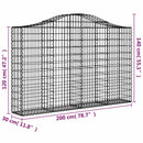 vidaXL 2 db íves horganyzott vas gabion kosár 200x30x120/140 cm