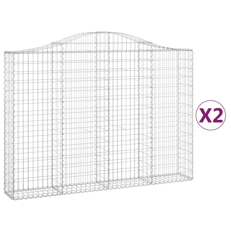 vidaXL 2 db íves horganyzott vas gabion kosár 200x30x140/160 cm