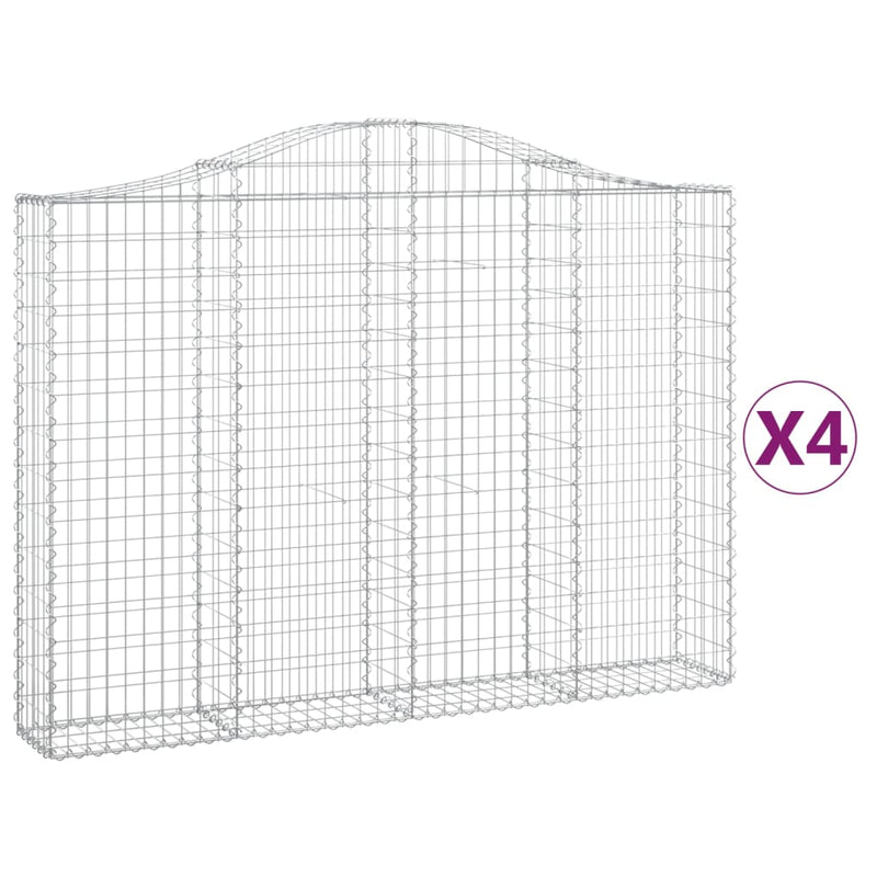 vidaXL 4 db íves horganyzott vas gabion kosár 200x30x140/160 cm