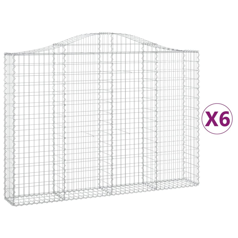 vidaXL 6 db íves horganyzott vas gabion kosár 200x30x140/160 cm