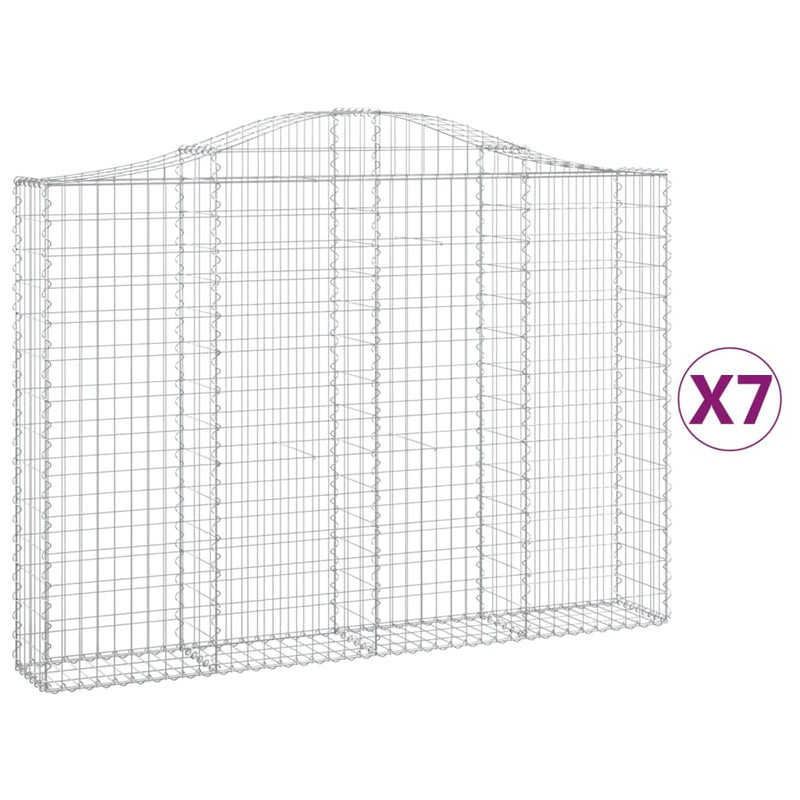 vidaXL 7 db íves horganyzott vas gabion kosár 200x30x140/160 cm