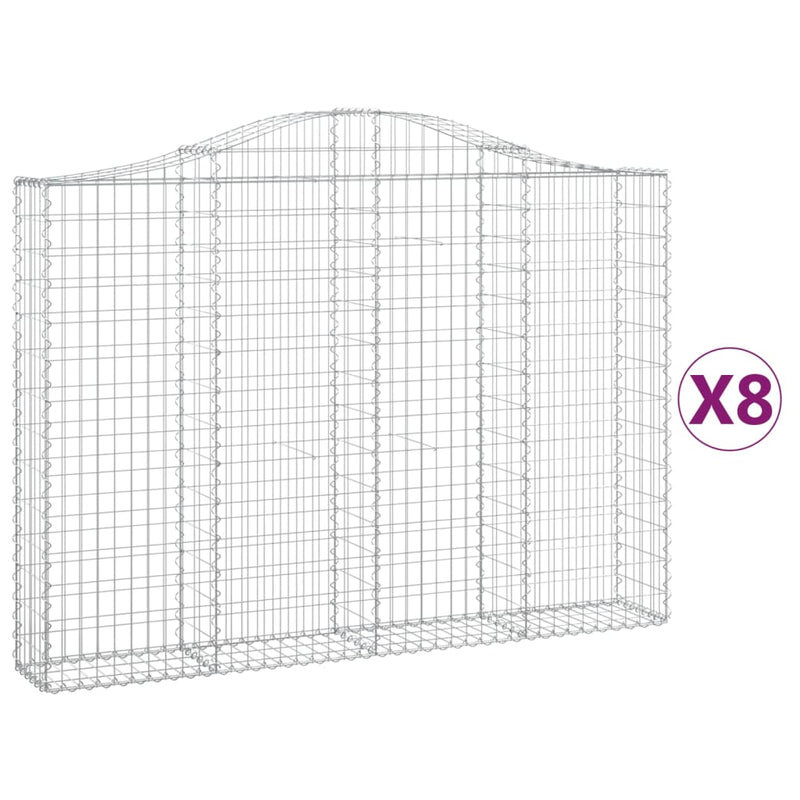 vidaXL 8 db íves horganyzott vas gabion kosár 200x30x140/160 cm