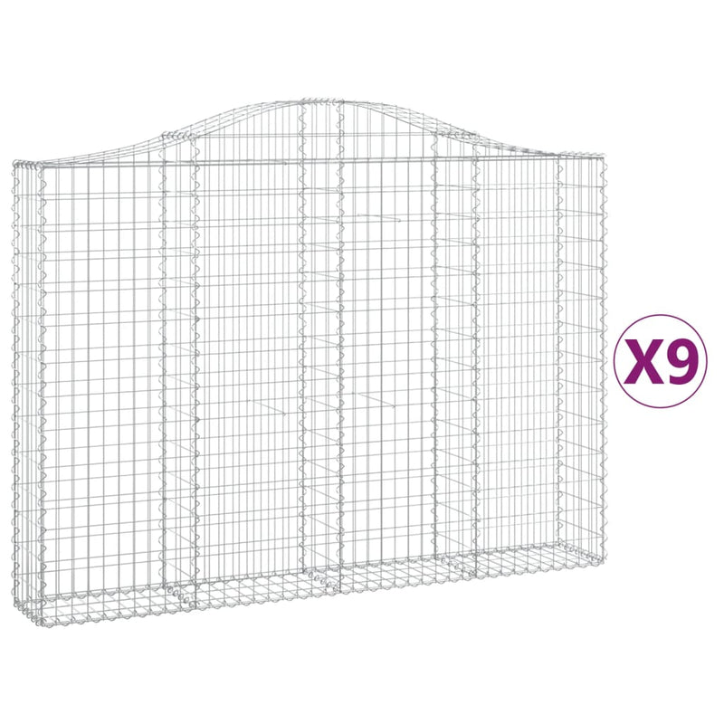vidaXL 9 db íves horganyzott vas gabion kosár 200x30x140/160 cm