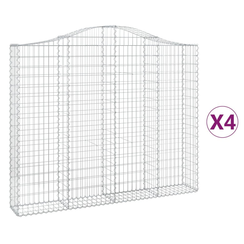 vidaXL 4 db íves horganyzott vas gabion kosár 200x30x160/180 cm