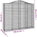 vidaXL 4 db íves horganyzott vas gabion kosár 200x30x160/180 cm