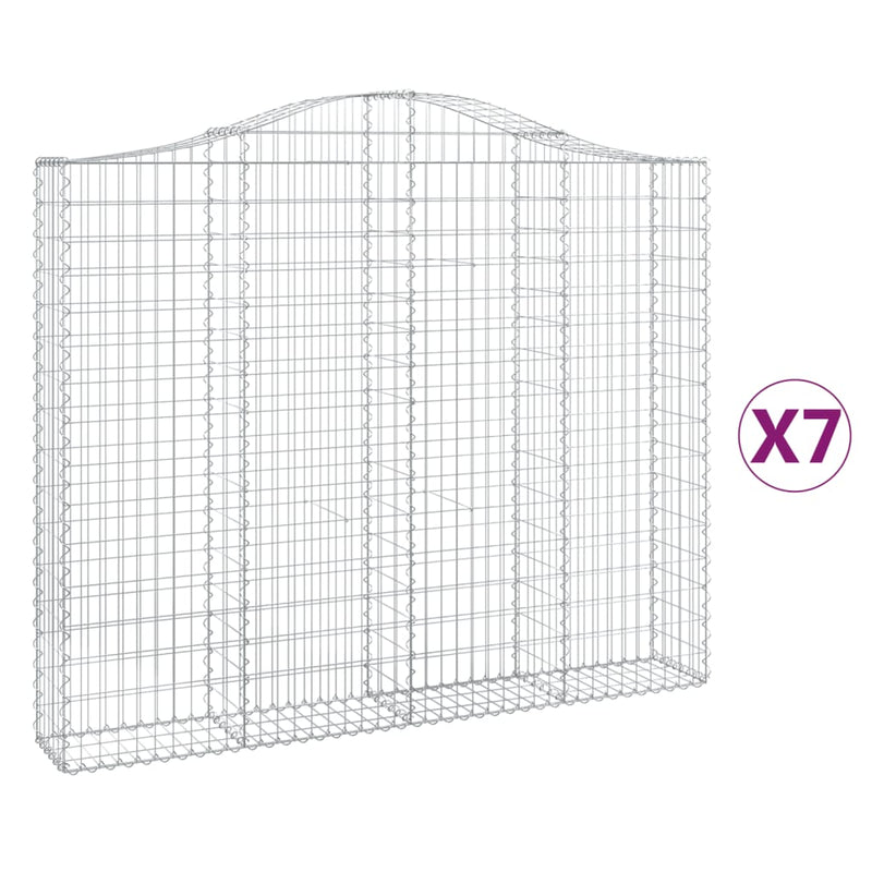 vidaXL 7 db íves horganyzott vas gabion kosár 200x30x160/180 cm
