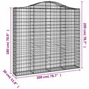vidaXL 3 db íves horganyzott vas gabion kosár 200x30x180/200 cm
